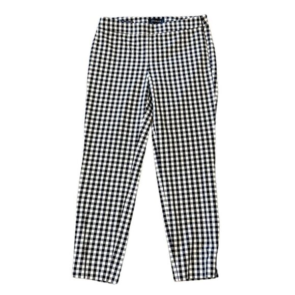 Talbots Women's Gingham Chatham Ankle Pant Black White Stretch Low Rise Size 4P - Picture 9 of 10